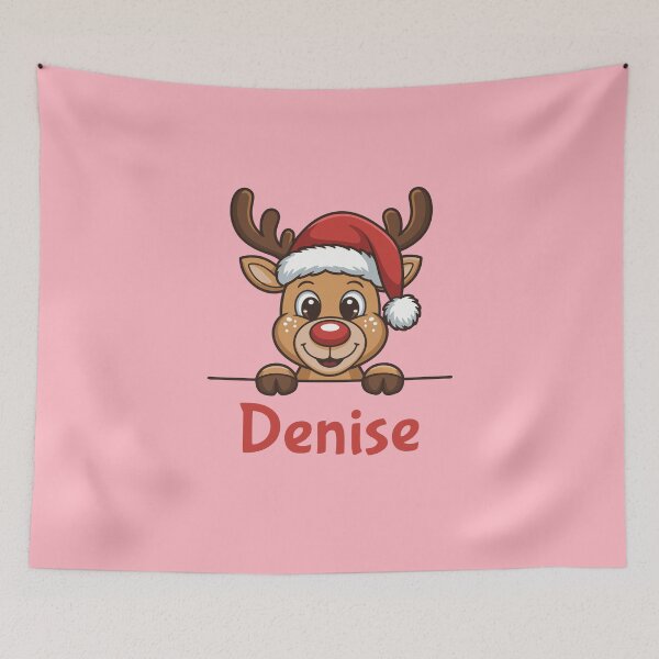 Item preview, Denise Cute Christmas Reindeer Graphic with Santa Hat | Personalized Holiday Gift Idea designed and sold by 89BLACK.