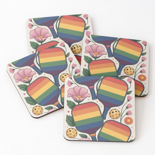 Item preview, Pickleball Pride Flag Paddles With Blooming Court designed and sold by SportsT-Shirts.