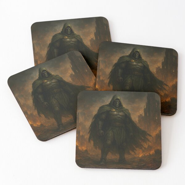 Item preview, Armored Figure in Burning Ruins – Dark Epic Landscape Art designed and sold by SharikoKenai99.