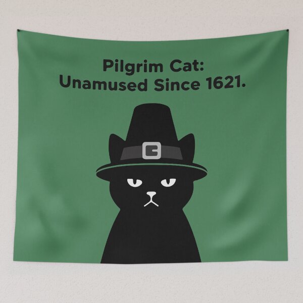 Item preview, Unamused Pilgrim Cat | Funny Thanksgiving designed and sold by SillyPawsStudio.