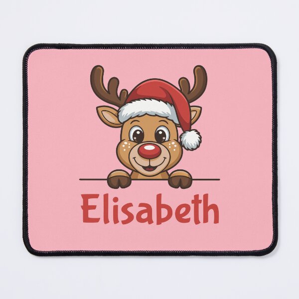 Item preview, Elisabeth Cute Christmas Reindeer Graphic with Santa Hat | Personalized Holiday Gift Idea designed and sold by 89BLACK.
