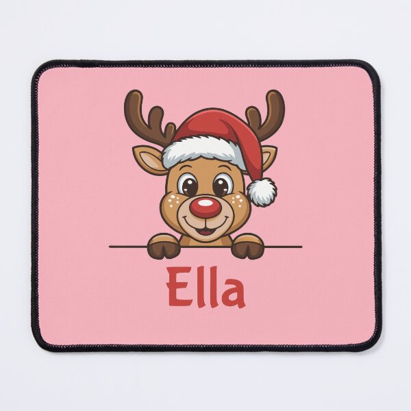 Item preview, Ella Cute Christmas Reindeer Graphic with Santa Hat | Personalized Holiday Gift Idea designed and sold by 89BLACK.