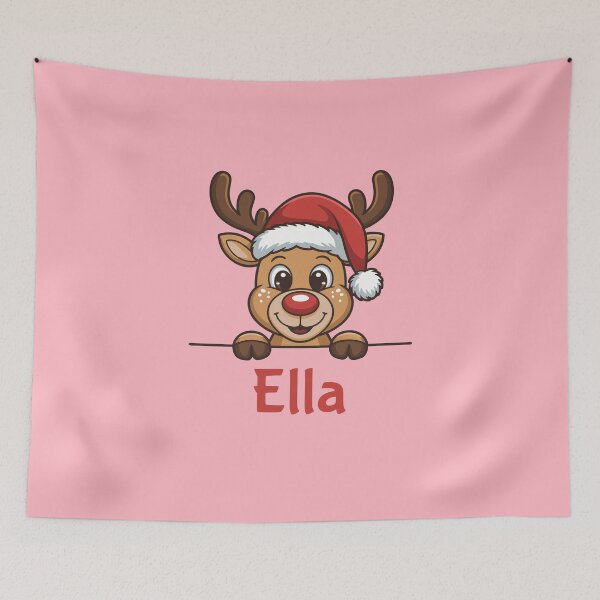 Item preview, Ella Cute Christmas Reindeer Graphic with Santa Hat | Personalized Holiday Gift Idea designed and sold by 89BLACK.