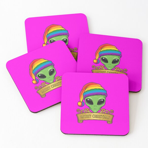 Item preview, Christmas Alien with Santa Claus rainbow hat designed and sold by RATIO CREATIVA.