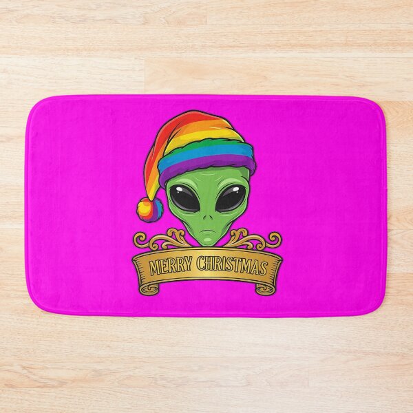 Item preview, Christmas Alien with Santa Claus rainbow hat designed and sold by RATIO CREATIVA.
