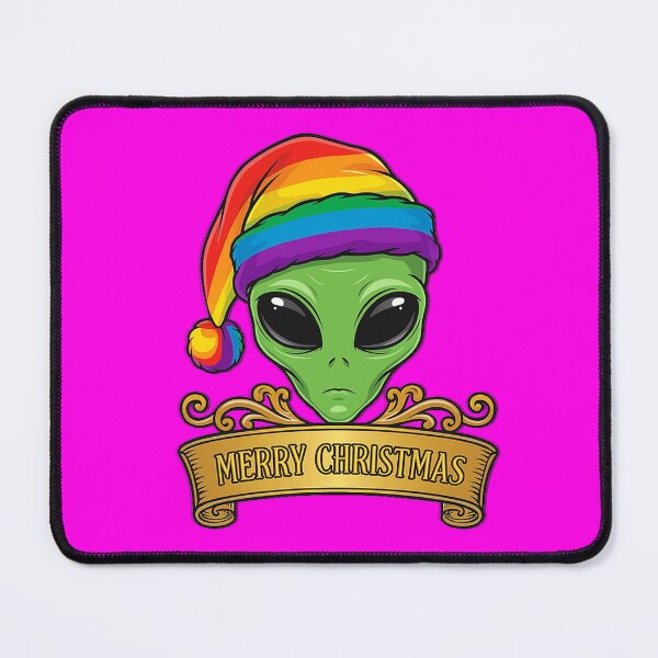 Item preview, Christmas Alien with Santa Claus rainbow hat designed and sold by RATIO CREATIVA.