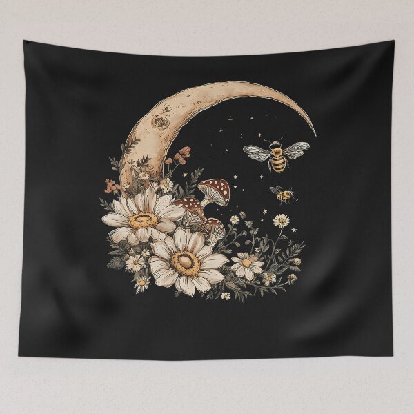 Item preview, Moon Flower Botanical Mushroom Bee designed and sold by ArleneJene.
