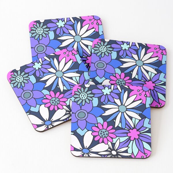 Item preview, Retro Blue, Lilac, And Pink Floral Art Designs designed and sold by DEC02.
