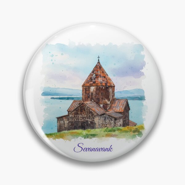 Item preview, Sevanavank Monastery Watercolor Lake Sevan Armenia Art Print designed and sold by NareArt.