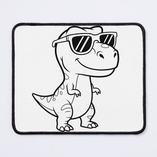 Item preview, Black and White Line Art of a Cool Cartoon T-Rex Dinosaur Wearing Sunglasses designed and sold by vqriadhit.
