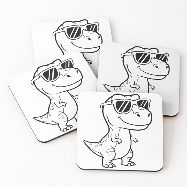 Item preview, Black and White Line Art of a Cool Cartoon T-Rex Dinosaur Wearing Sunglasses designed and sold by vqriadhit.