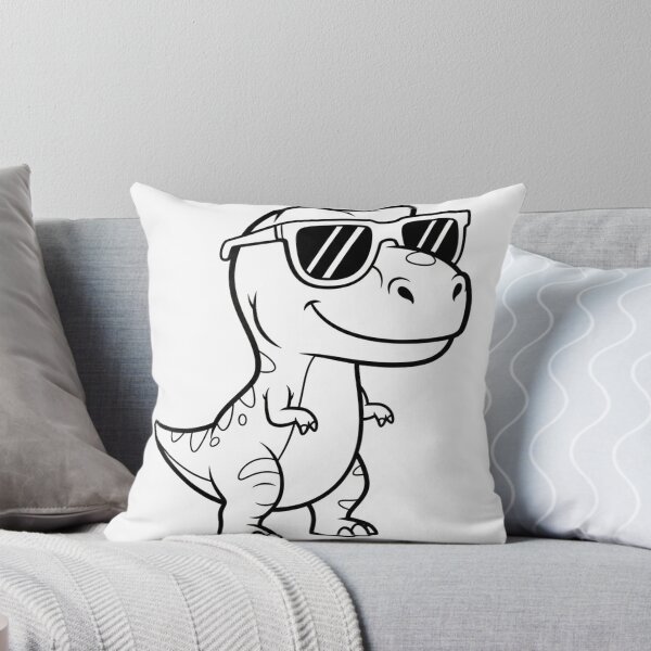 Item preview, Black and White Line Art of a Cool Cartoon T-Rex Dinosaur Wearing Sunglasses designed and sold by vqriadhit.