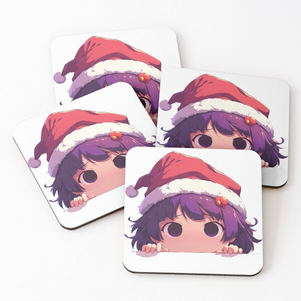Item preview, Hitagi Senjougahara Bakemonogatari Anime Girl Waifu Chibi Kawaii Christmas Peeker Cute Holiday designed and sold by thedarvills.