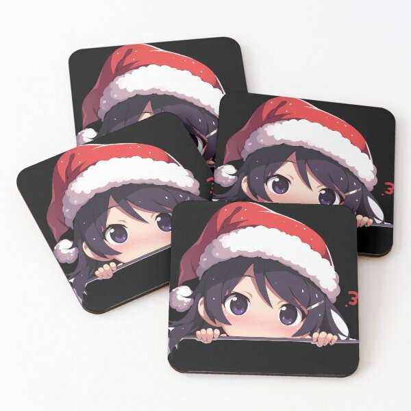 Item preview, Tsubasa Hanekawa Bakemonogatari Anime Girl Waifu Chibi Kawaii Christmas Peeker Holiday Cute designed and sold by thedarvills.