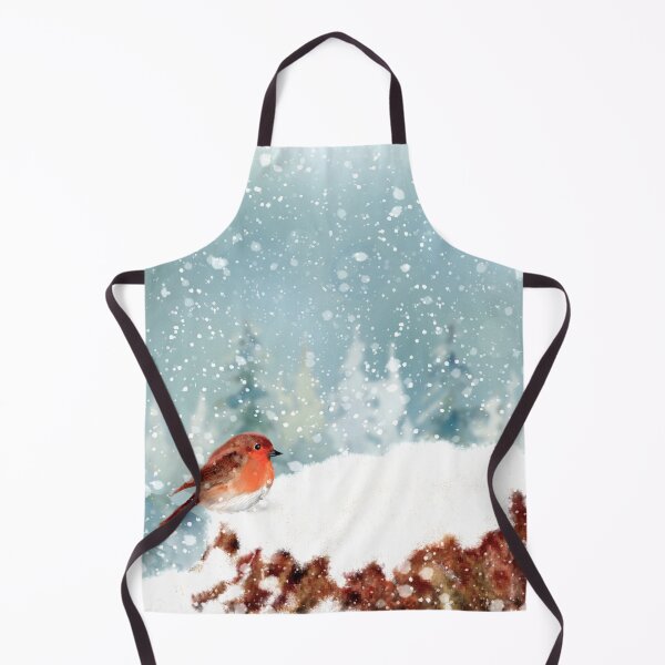 Item preview, Robin perched on a tree stump in the snowfall. Original painting. designed and sold by WatercolourLily.