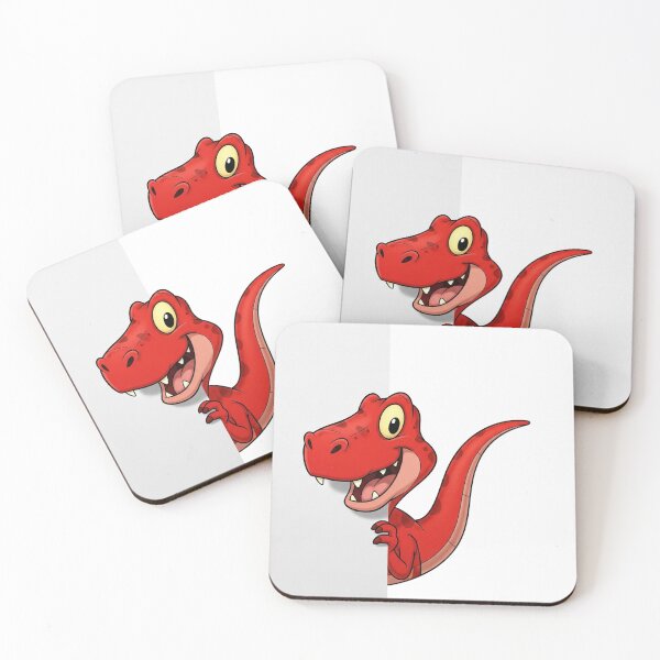 Item preview, Cartoon Red Dinosaur Peeking and Smiling from Behind designed and sold by vqriadhit.