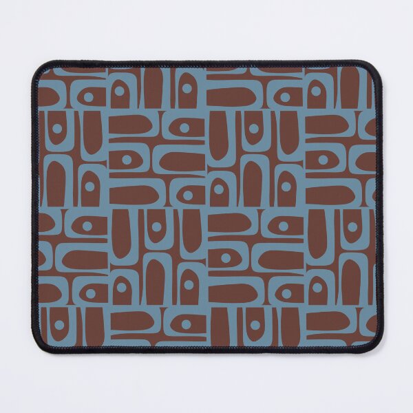 Item preview, Mid Century Modern Piquet Abstract Geometric Multi Pattern Brown and Blue designed and sold by kierkegaard.
