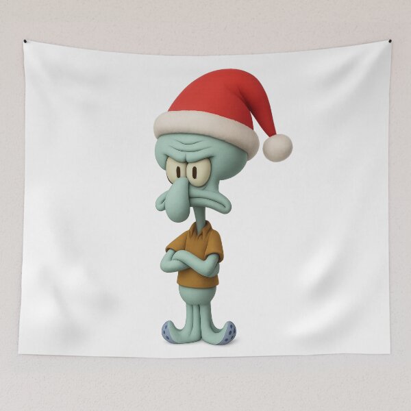 Item preview, SpongeBob copy - Squidward wearing a Santa hat designed and sold by DibujandoPorfa.