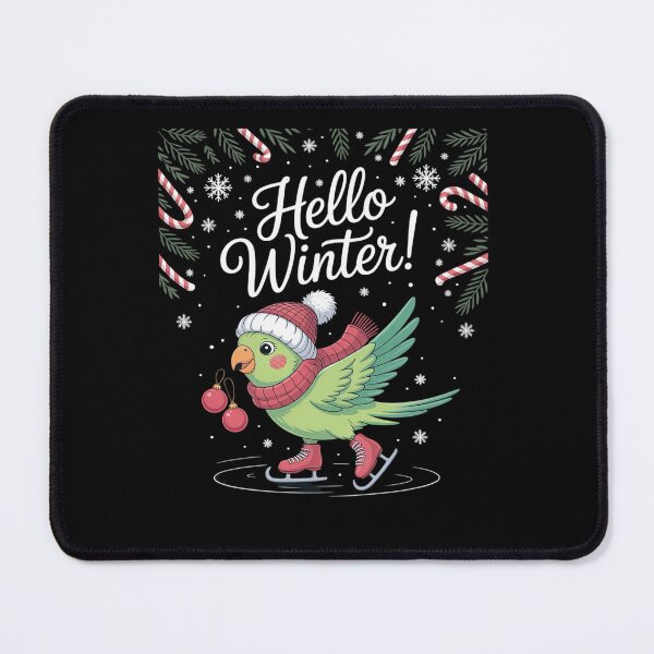 Item preview, Ice Skating Green Indian Ringneck Chirstmas Parrot Birb designed and sold by VasilisLamArt.