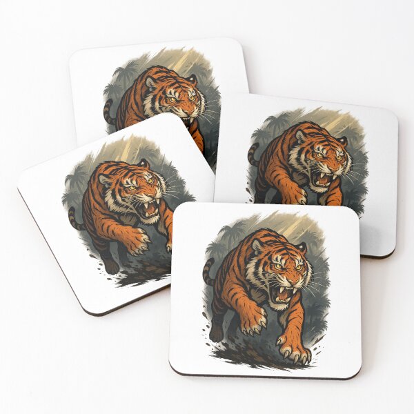 Item preview, Charging Jungle Tiger – Fierce Big Cat Illustration with Wild Energy designed and sold by inkoutninja.