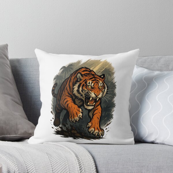 Item preview, Charging Jungle Tiger – Fierce Big Cat Illustration with Wild Energy designed and sold by inkoutninja.