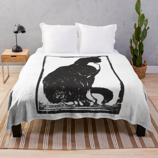 Item preview, Black Tuxedo Cat Woodblock Art Poster Print designed and sold by shakmati.