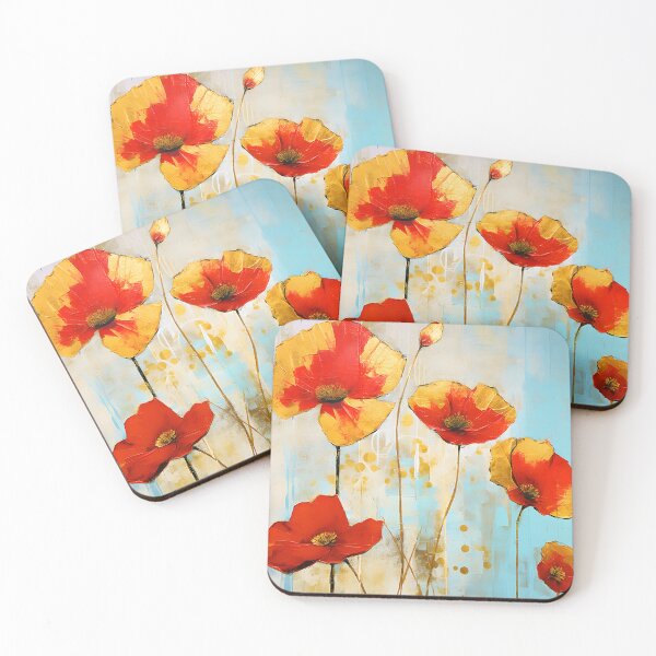 Item preview, Red Poppies With Yellow Accents Contemporary Floral Art   designed and sold by DEC02.