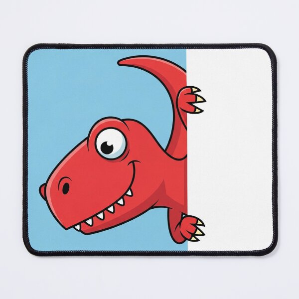 Item preview, Happy Red Cartoon Dinosaur Peeking Around a Blank Banner or Sign with Copy Space designed and sold by vqriadhit.
