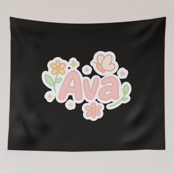Item preview, Ava Cute Pastel Name Sticker – Flowers & Butterfly Design designed and sold by Sksticker991.
