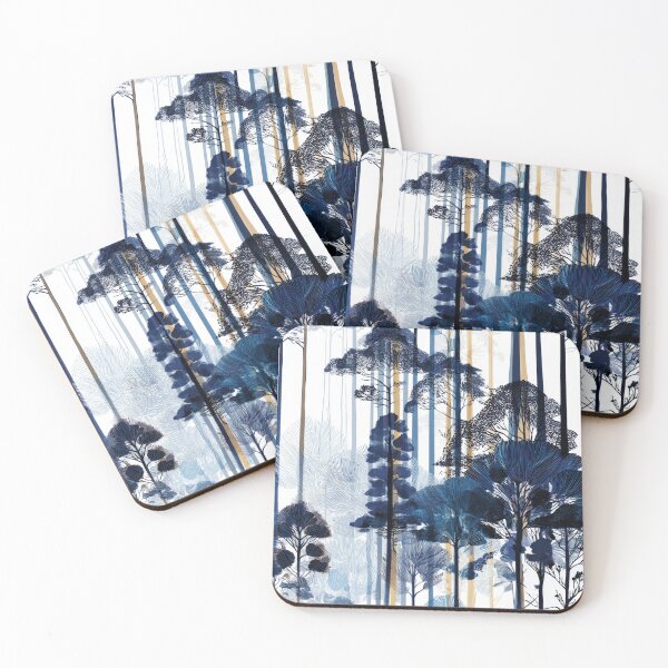 Item preview, Modern Midnight Woodland • Abstract Navy & Gold Forest Seamless Pattern designed and sold by dawnleblanc55.