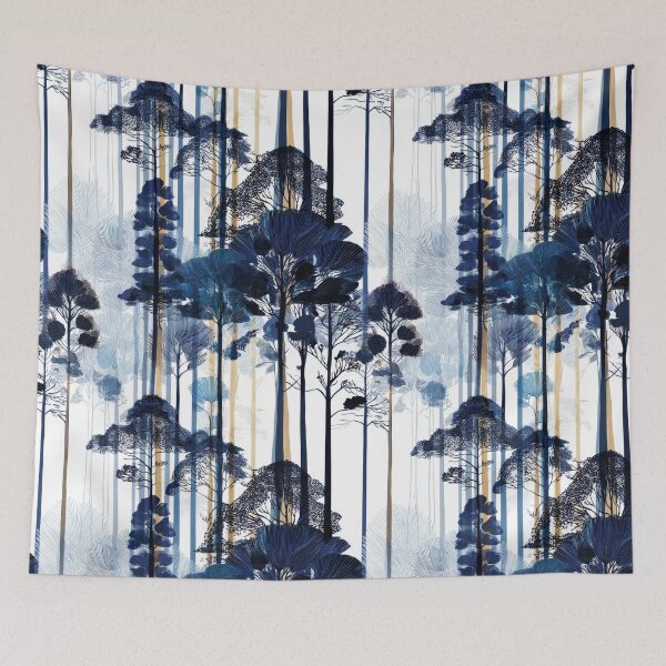 Item preview, Modern Midnight Woodland • Abstract Navy & Gold Forest Seamless Pattern designed and sold by dawnleblanc55.
