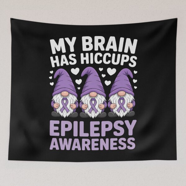 Item preview, My Brain Has Hiccups Gnomes Purple Ribbon Epilepsy Awareness designed and sold by papertaless.