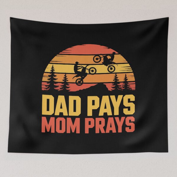 Item preview, Dad Pays Mom Prays Dirt Bike Retro Motocross designed and sold by papertaless.