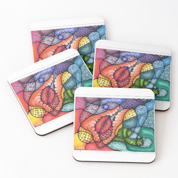 Item preview, Rainbow zendoodle artwork created in watercolour and ink designed and sold by Critical Inking Design.