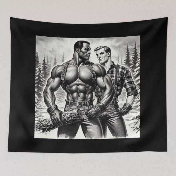 Item preview, 1940s Vintage "Now That's A Big Log!" Gay Pride Tom of Finland Tribute Lumberjack Daddy Graphic Design designed and sold by ItsAKinkThing.