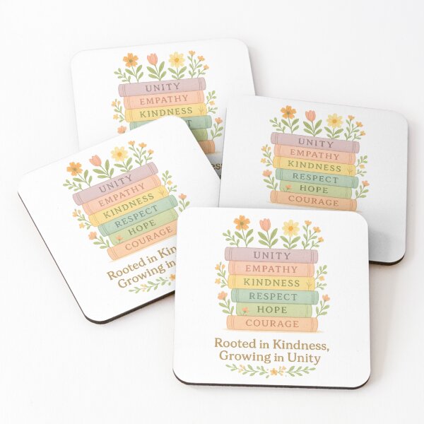 Item preview, Rooted in Kindness – Inspirational Book Stack with Positive Values Quote designed and sold by inkoutninja.