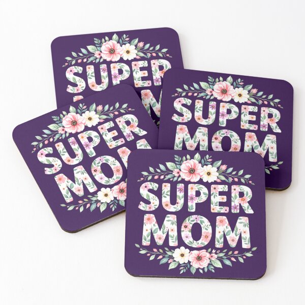 Item preview, super mom floral typography br colorful design designed and sold by SmashingDeals.