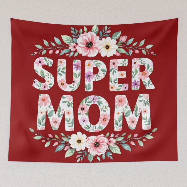 Item preview, super mom floral typography br colorful design designed and sold by SmashingDeals.
