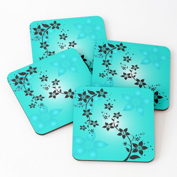 Item preview, Black flowers on mint green background designed and sold by KwangCB.