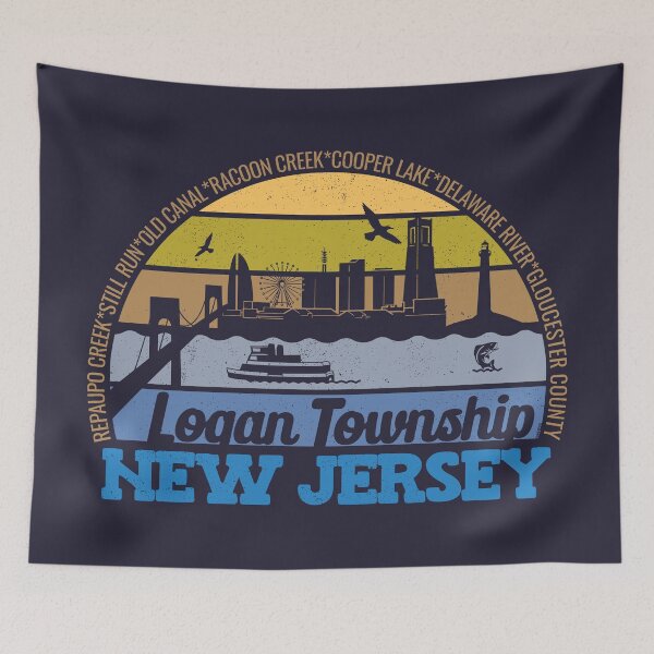 Item preview, Logan Township New Jersey Sunset Retro Vintage Local Pride Logo designed and sold by CRHPOD20.