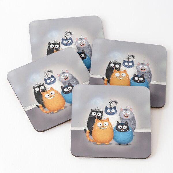 Item preview, Fuzzy Friends – Quirky Cat Squad Illustration designed and sold by Whimsical Hug.