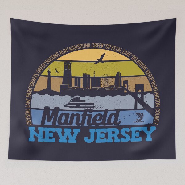 Item preview, Manfield New Jersey Sunset Retro Vintage Local Pride Logo designed and sold by CRHPOD20.