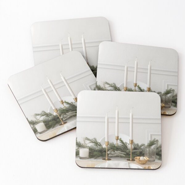 Item preview, Minimal Christmas Dinner – Candles, Pine & Gold Cutlery designed and sold by Valeree Store.