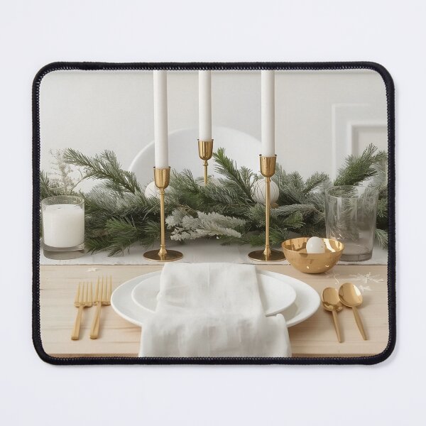 Item preview, Minimal Christmas Dinner – Candles, Pine & Gold Cutlery designed and sold by Valeree Store.