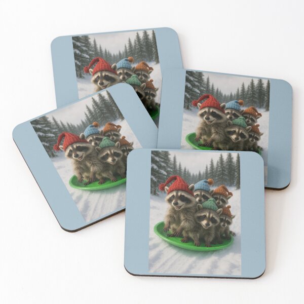 Item preview, Racoon Family Goes Sledding designed and sold by Tridentulus.