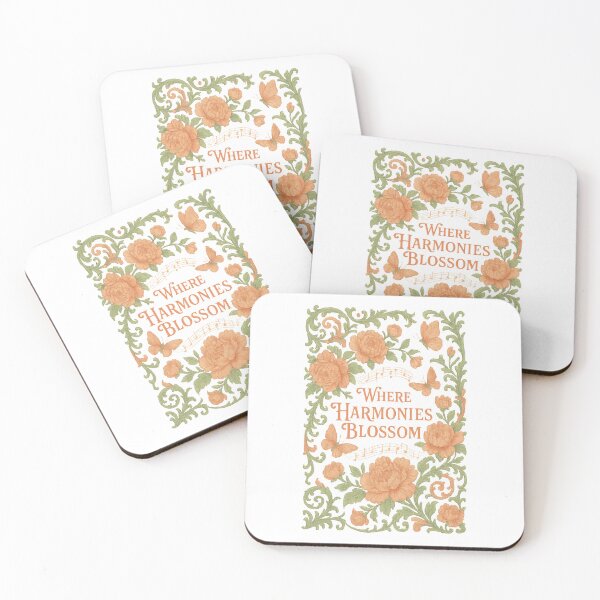 Item preview, Where Harmonies Blossom – Elegant Floral and Music Quote Illustration designed and sold by inkoutninja.