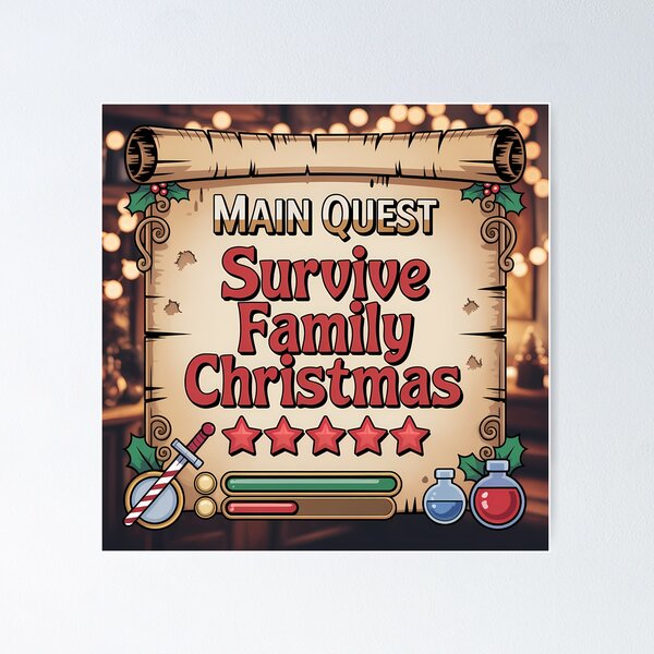 Item preview, Main Quest Survive Family Christmas Funny Gaming Holiday Shirt Gamer Gift designed and sold by GiftsForge.