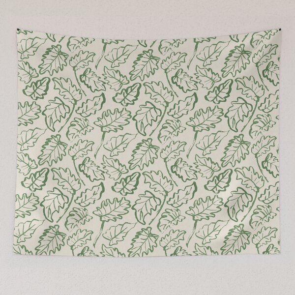 Item preview, Leafy tropical botanical pattern green and cream designed and sold by SaryandSaff.