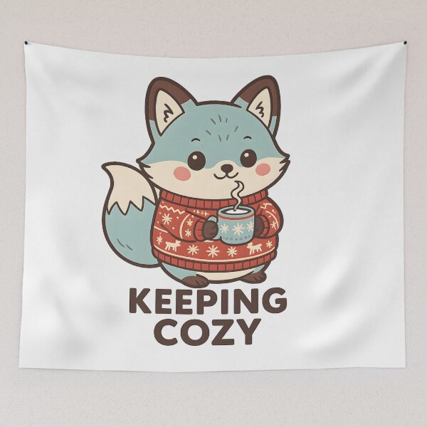 Item preview, Cozy Winter Fox Holding Hot Cocoa designed and sold by SoulenCify.