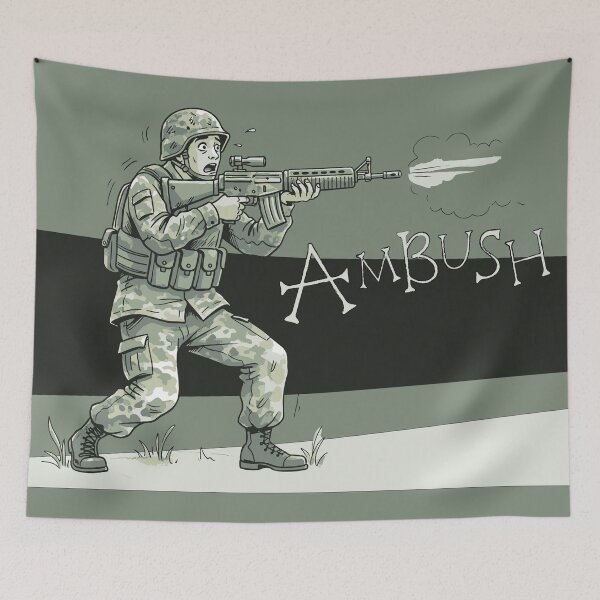 Item preview, Funny Cartoon Soldier "Ambush!" designed and sold by KiwiRider.